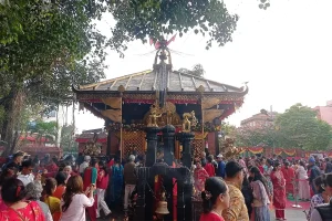 Devotees gathered at Maitidevi Mandir during Maha Ashtami, Dashain 2083